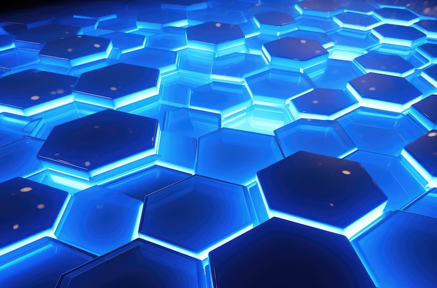 El fondo iluminado con un patrón hexagonal azul futurista