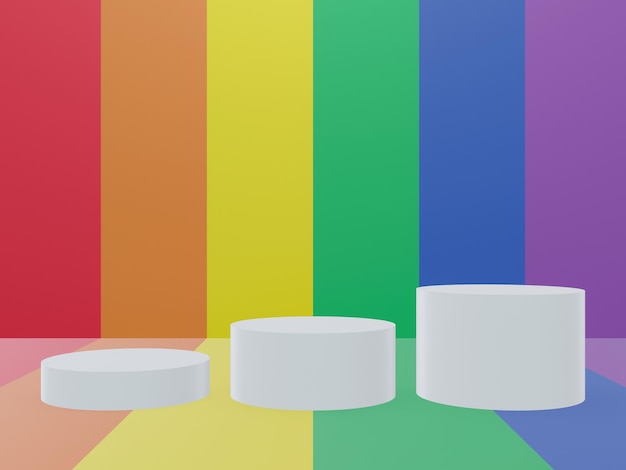 Fondo de ilustración 3D Arco iris LGBTQ podio