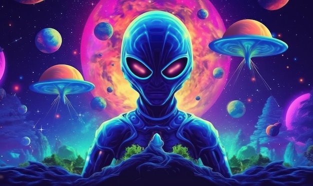 Fondo de ilustración alienígena colorido Generativo Ai