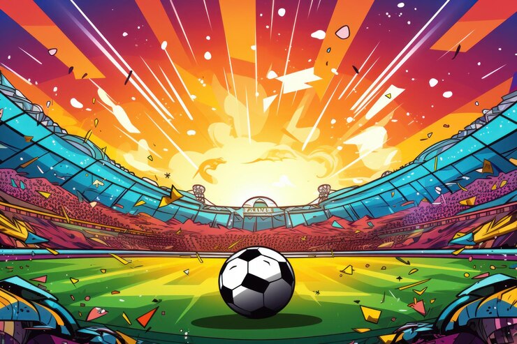 Fondo de ilustración de arte de doodle de fútbol de estadio de fútbol