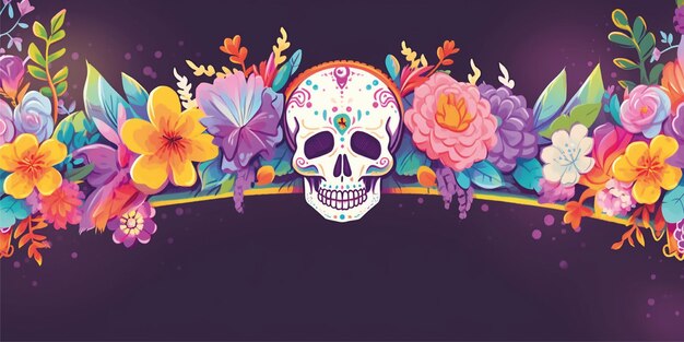 fondo de ilustración de banner de marco de día de muertos