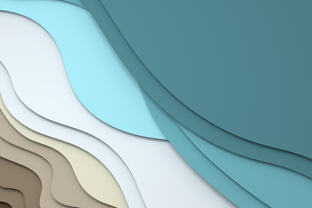 Fondo de ilustración de corte de papel multicapa de renderizado 3d