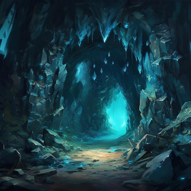 El fondo de la ilustración de la cueva de cristal