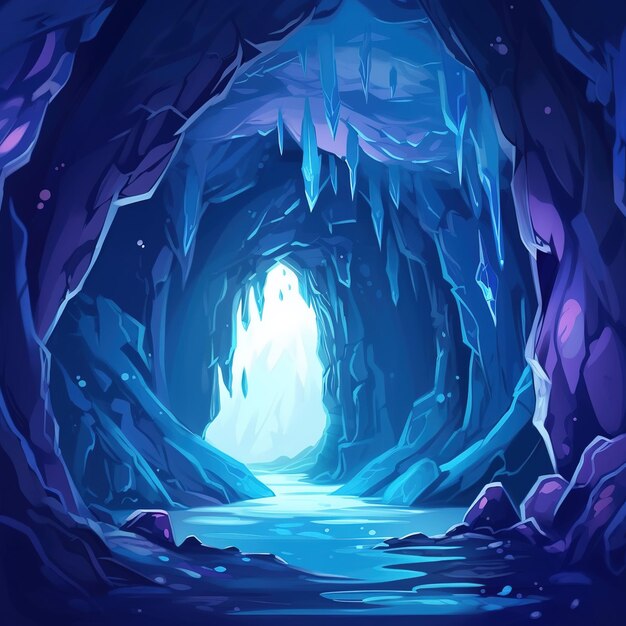 Foto el fondo de la ilustración de la cueva de cristal