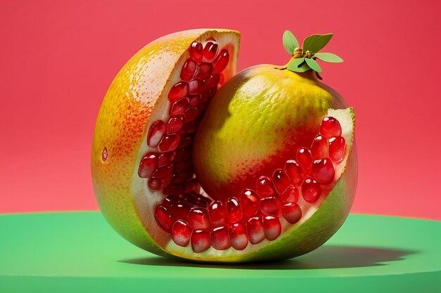 El fondo de la ilustración del delicioso papel tapiz de la fruta de la granada es fruta de cocina china