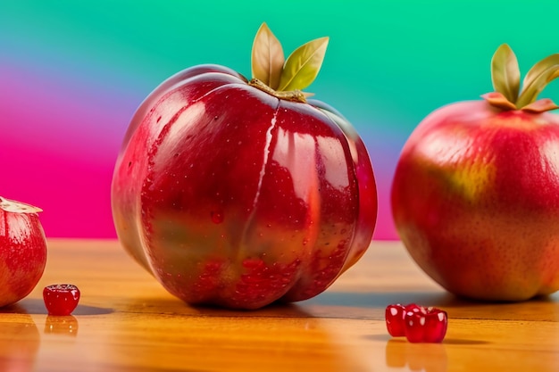 El fondo de la ilustración del delicioso papel tapiz de la fruta de la granada es fruta de cocina china