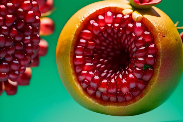 El fondo de la ilustración del delicioso papel tapiz de la fruta de la granada es fruta de cocina china