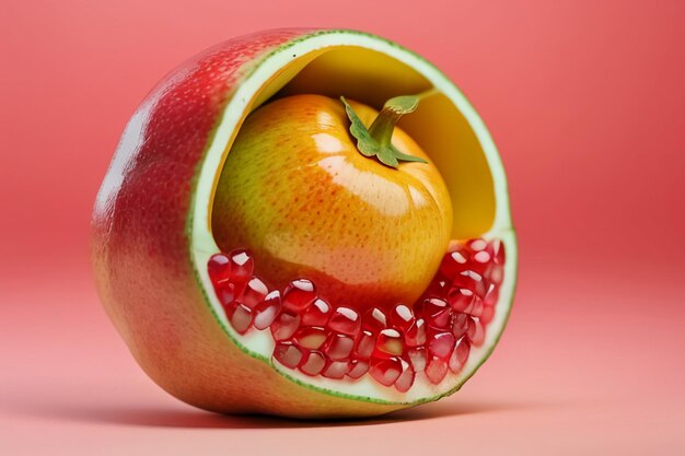 El fondo de la ilustración del delicioso papel tapiz de la fruta de la granada es fruta de cocina china