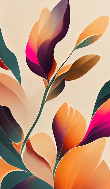 Fondo de ilustración digital de flores de lujo con colores coloridos en estilo de arte de línea Cartel botánico con hojas de acuarela en estilo de línea de arte para embalaje de papel tapiz de diseño de decoración