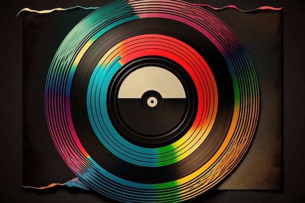 Fondo de ilustración de disco de vinilo colorido IA generativa