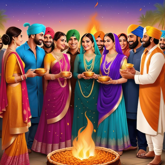 El fondo de la ilustración de Happy Lohri