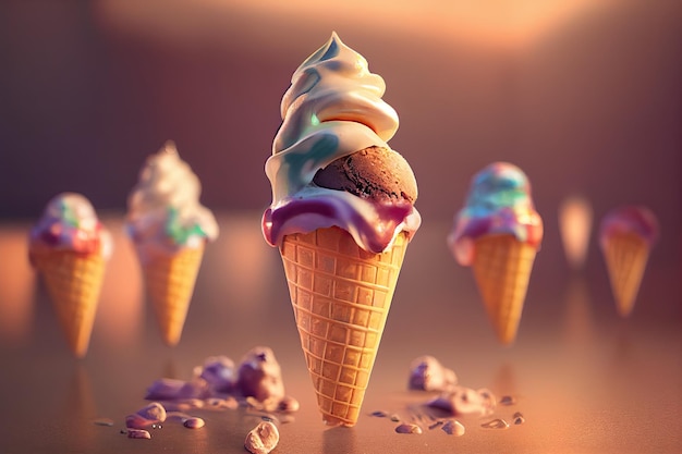 Fondo de ilustración de helado IA generativa