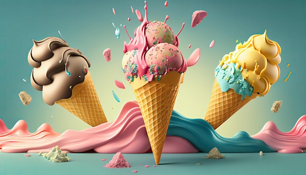 Foto fondo de ilustración de helado ia generativa