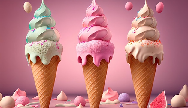 Fondo de ilustración de helado IA generativa