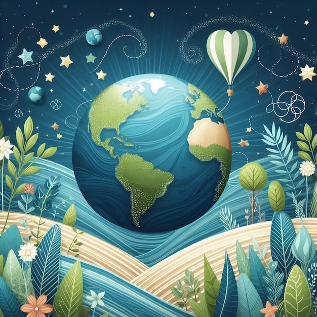 Fondo de la ilustración del Medio Ambiente Mundial y el Día de la Tierra