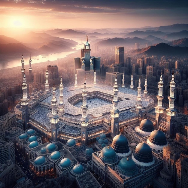 El fondo de la ilustración de la mezquita islámica
