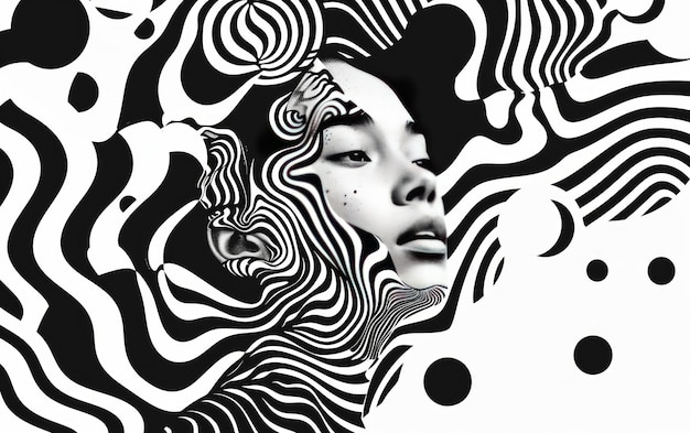 Fondo de ilustración moderno en blanco y negro con un estilo de cultura pop Ideal para diseños de moda y proyectos artísticos