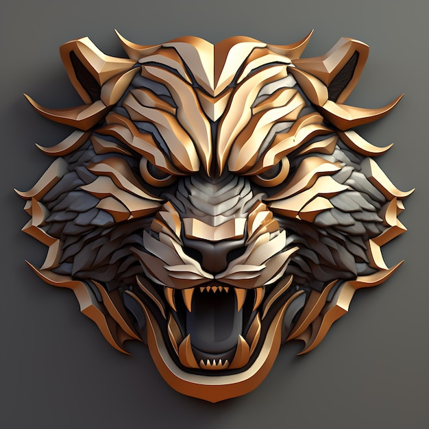 Fondo ilustración papel pintado tigre 3d dorado negro