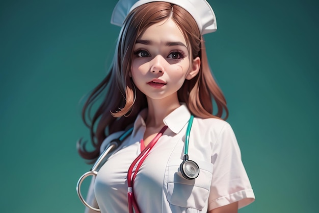 Fondo de ilustración de papel tapiz de institución médica enfermera de hospital médico joven