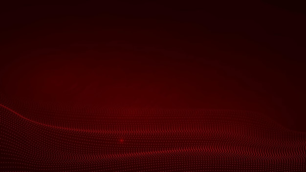 Fondo de ilustración de partículas de puntos de onda abstracta de color rojo