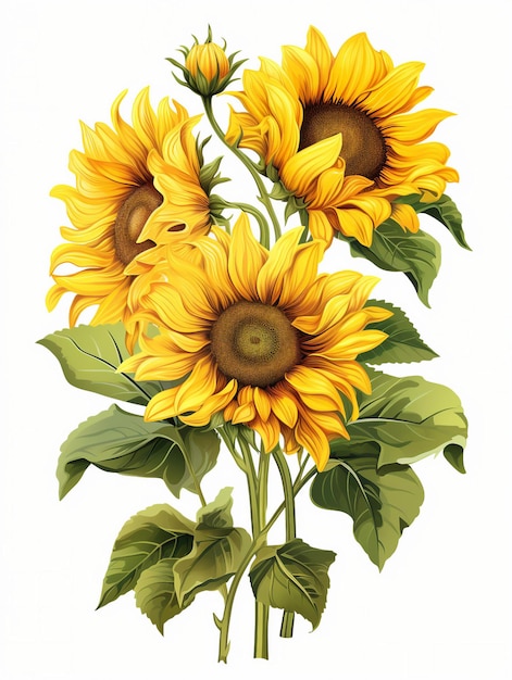 Fondo de ilustración realista de girasol