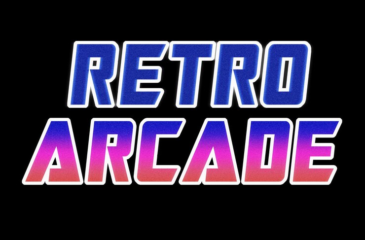 Foto fondo de ilustración de texto de arcade retro horizontal