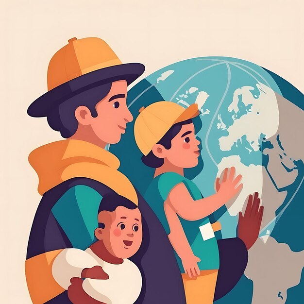 Foto fondo de la ilustración vectorial del día mundial del refugiado