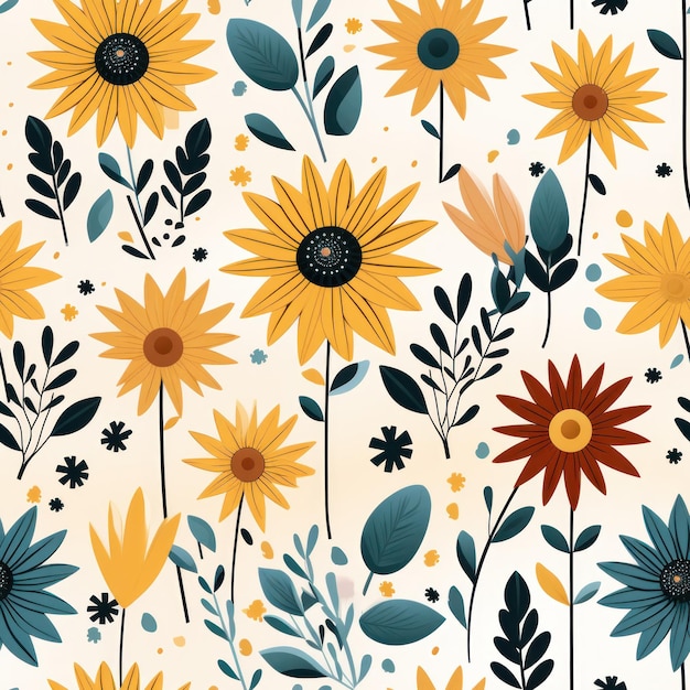 Fondo ilustrado de girasoles