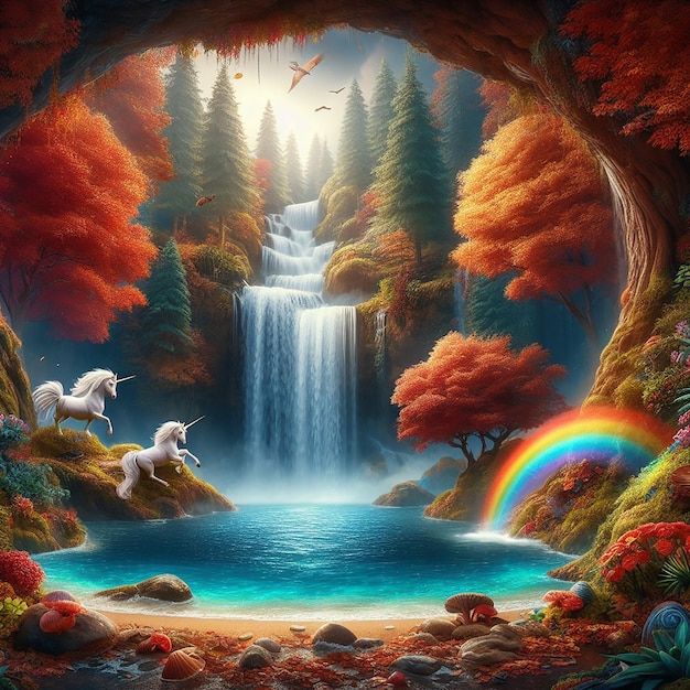 El fondo de la imagen de la cascada