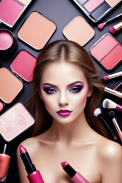 Foto el fondo de la imagen de la chica del spa de maquillaje de belleza