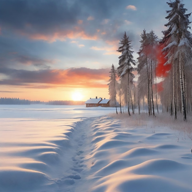 Fondo de la imagen de paisaje de invierno con nieve