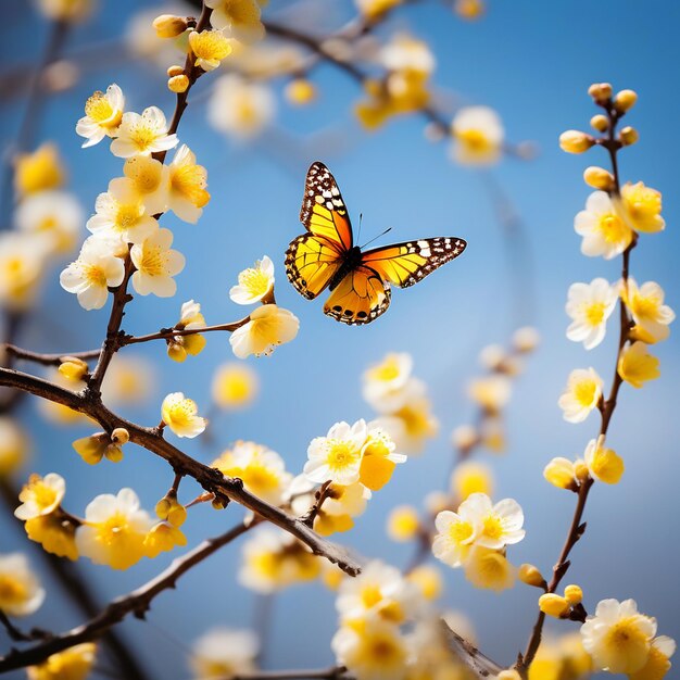 Fondo de la imagen de la polinización de las mariposas