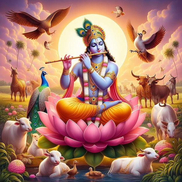 El fondo de la imagen del Señor Krishna