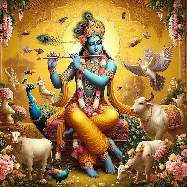 El fondo de la imagen del Señor Krishna