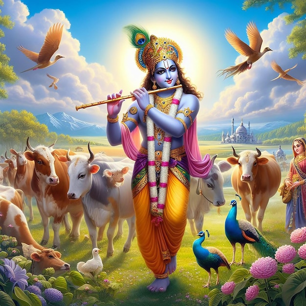 El fondo de la imagen del Señor Krishna