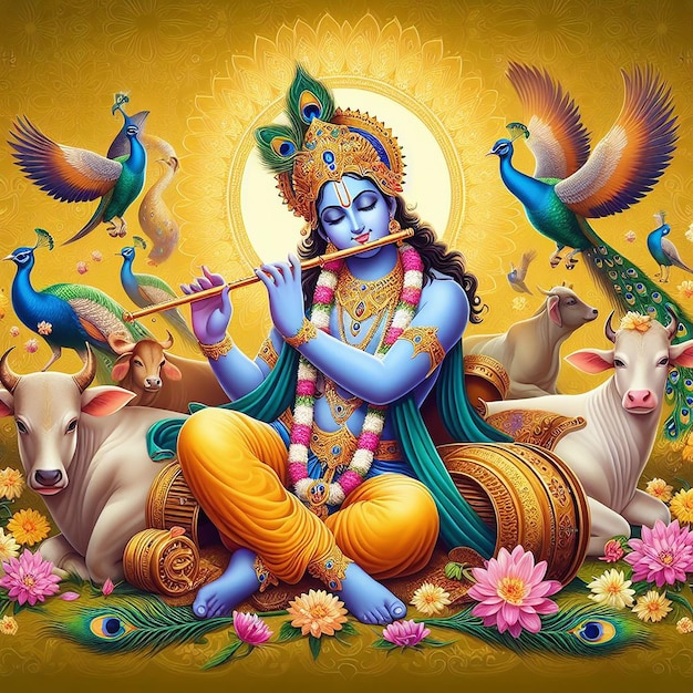 El fondo de la imagen del Señor Krishna