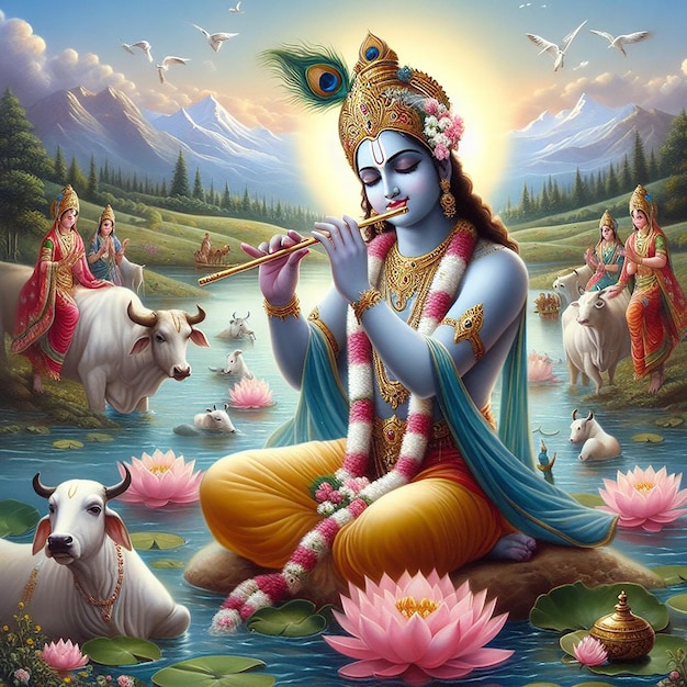 El fondo de la imagen del Señor Krishna