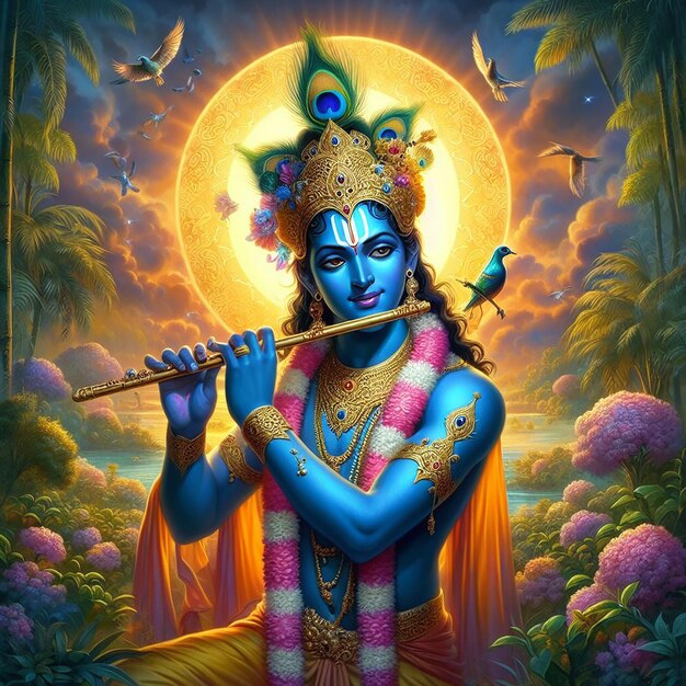 El fondo de la imagen del Señor Krishna