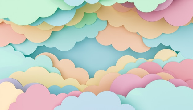 fondo infantil de coloridas nubes planas