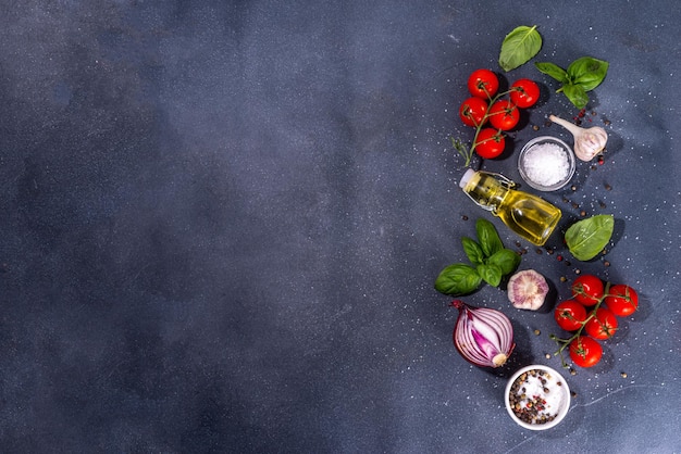 Fondo de ingredientes de cocina negro