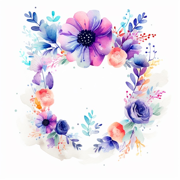 Fondo de insignia floral acuarela con espacio vacío para texto