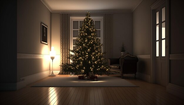 Fondo interior, árbol de navidad, ai generativo
