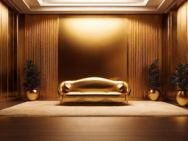Foto fondo interior de la habitación con gradiente dorado