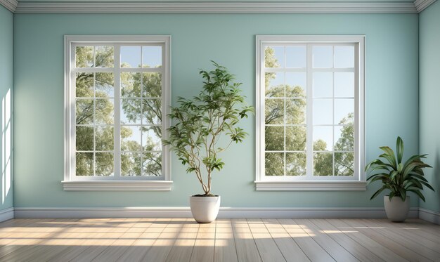 Fondo interior minimalista en color verde claro Enfoque suave selectivo