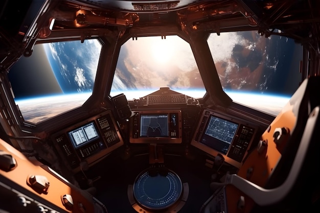 Fondo interior de nave espacial realista 3d