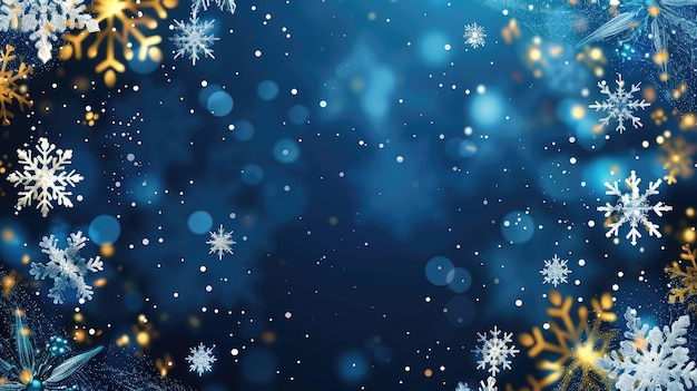 Fondo de invierno con copos de nieve concepto de Navidad y Año Nuevo