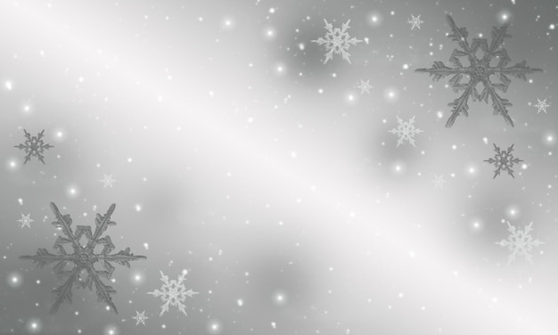 Fondo de invierno con copos de nieve y estrellas