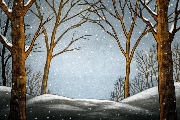 Fondo De Invierno Dibujado A Mano