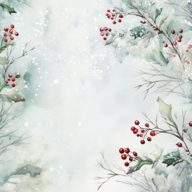 Fondo de invierno de Navidad acuarela Ilustración AI GenerativexA