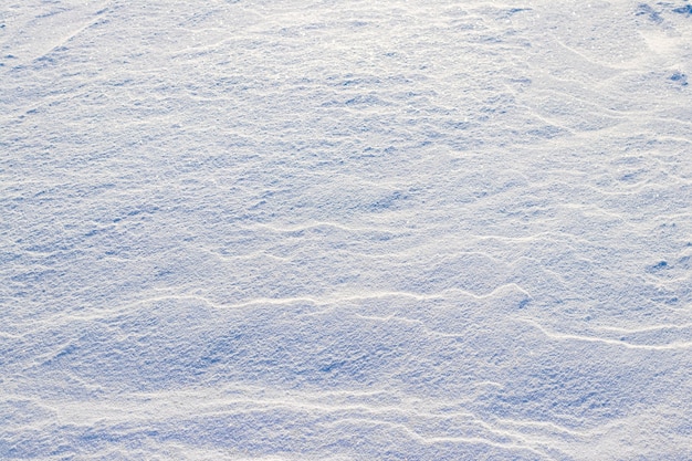Fondo de invierno con suelo cubierto de nieve después de una tormenta de nieve. Nieve en el suelo cuando hace sol